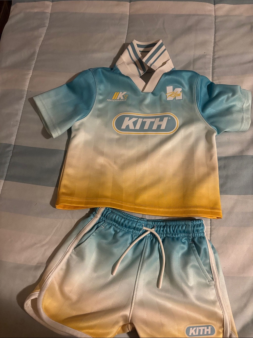 Kith Blue & Yellow Gradient Polo and Shorts Set